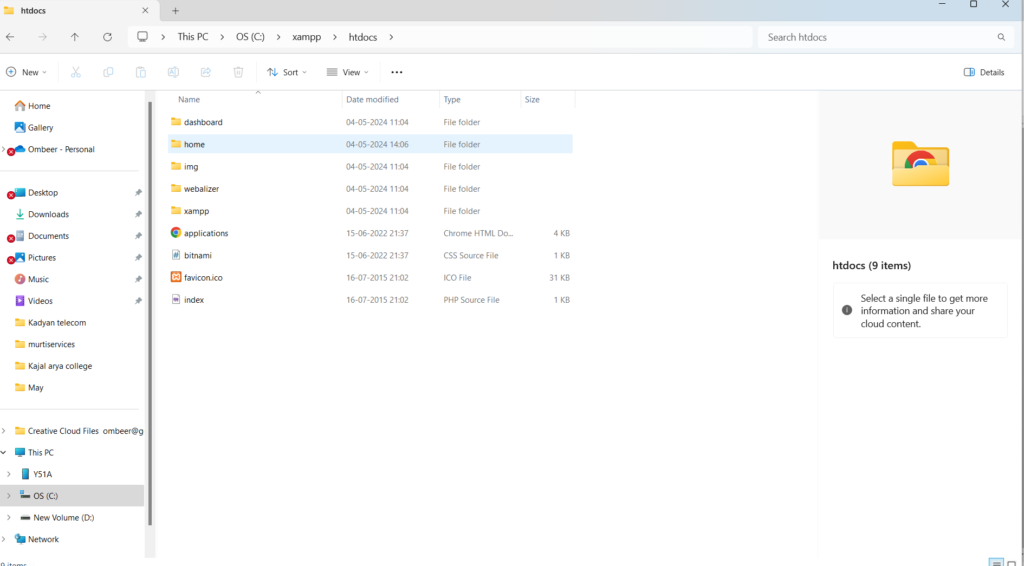 Htdocs Folder in Xampp